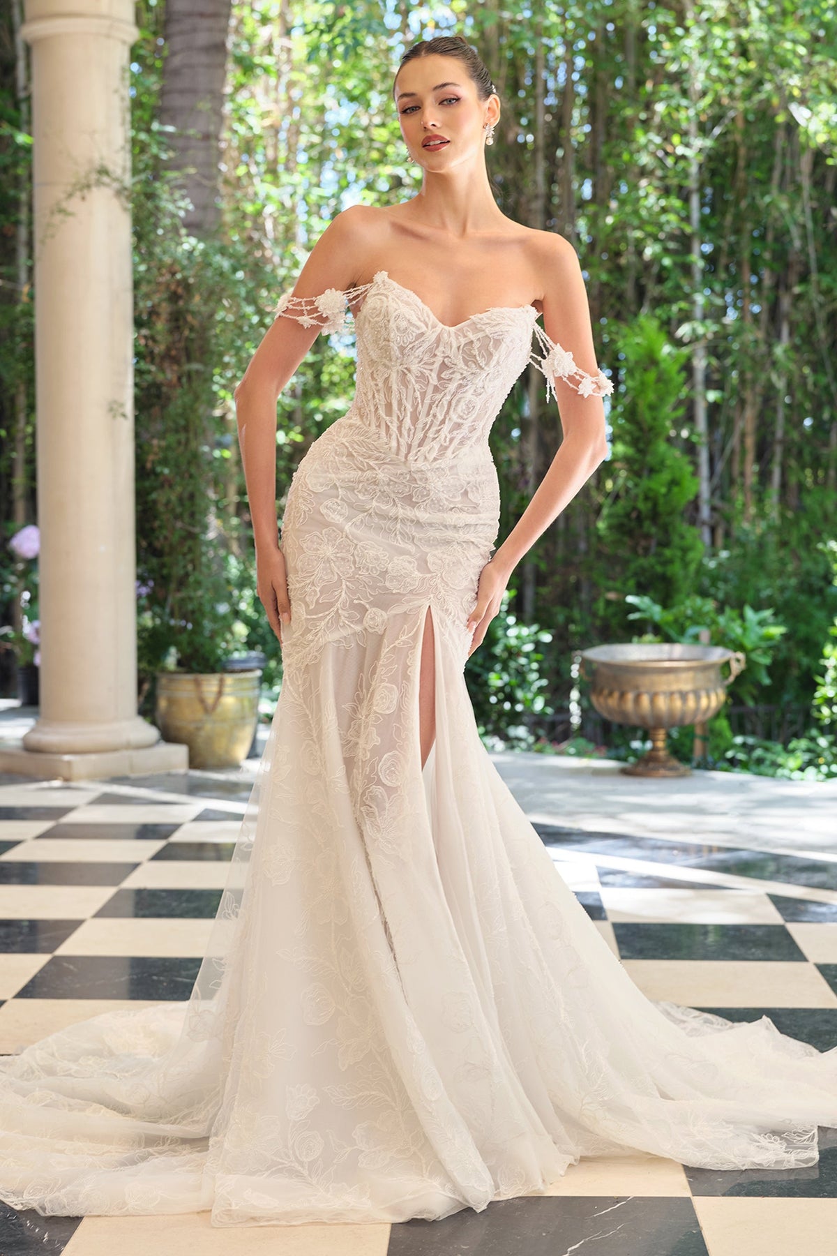 Andrea and Leo WL099 - Sweetheart Corset Embroidered Floral Gown Bridal Dresses in White