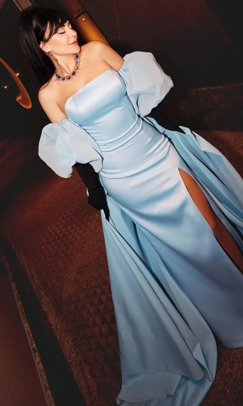 MNM Couture N0598 - Straight Neckline Satin Evening Gown Evening Dresses