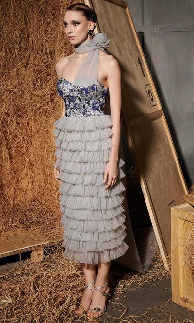 MNM Couture N0641 - Beaded Top Ruffled Sheath Dress Semi Formal