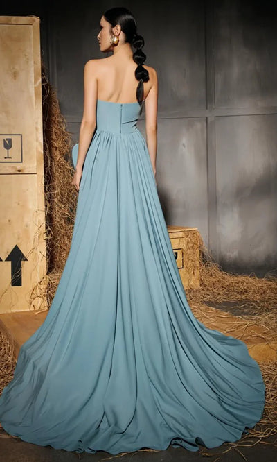 MNM Couture N0664 - Structured Peplum Strapless Evening Gown Prom Dresses