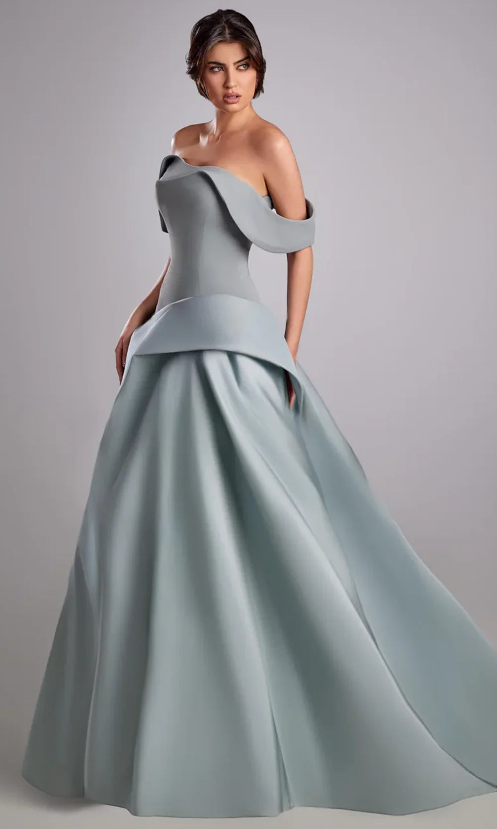 MNM Couture E0103 - Dramatic Draped Skirt Semi-Sweetheart Gown Ball Gowns