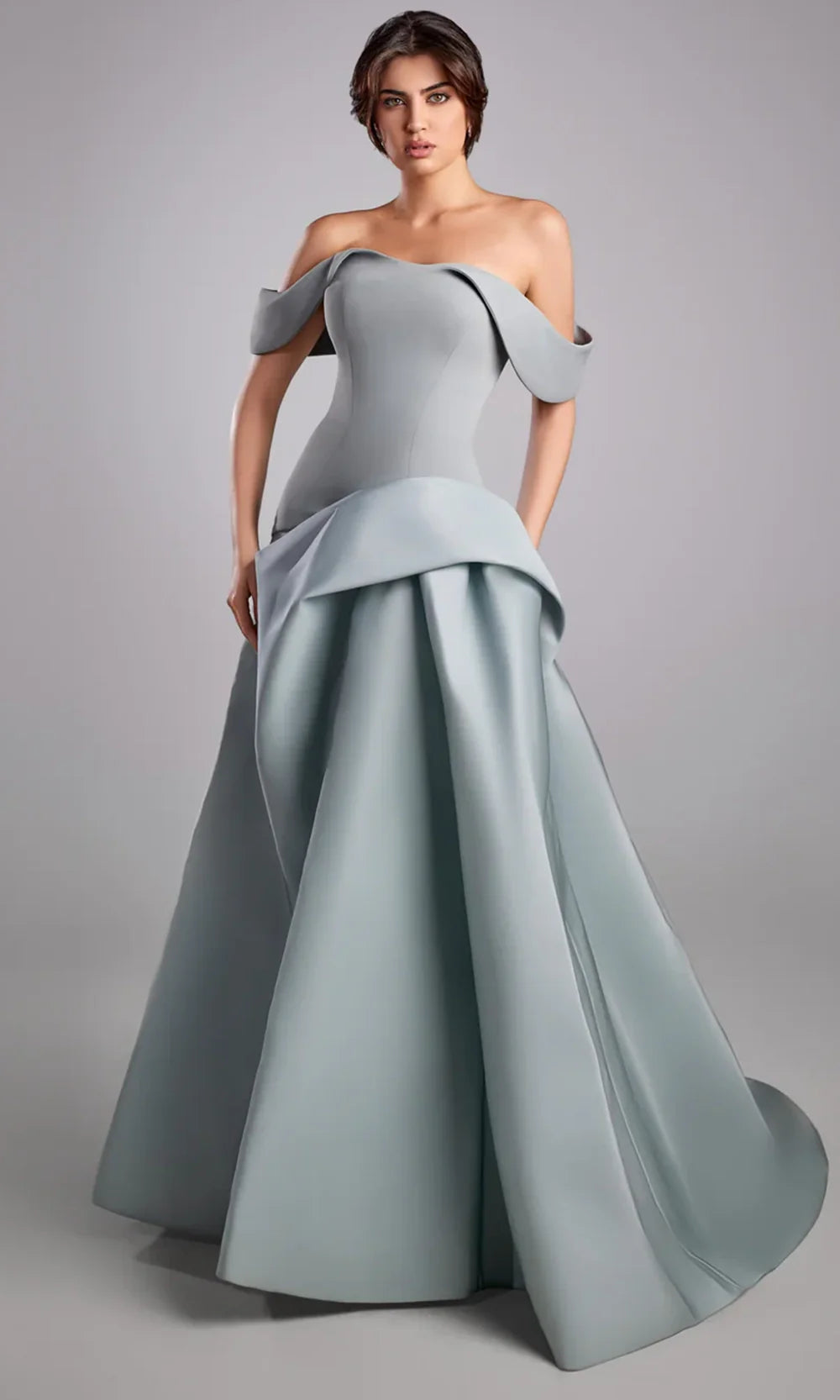 MNM Couture E0103 - Dramatic Draped Skirt Semi-Sweetheart Gown Ball Gowns