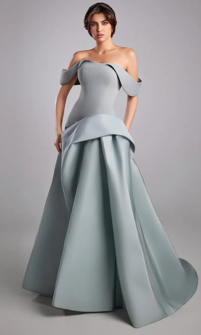 MNM Couture E0103 - Dramatic Draped Skirt Semi-Sweetheart Gown Ball Gowns