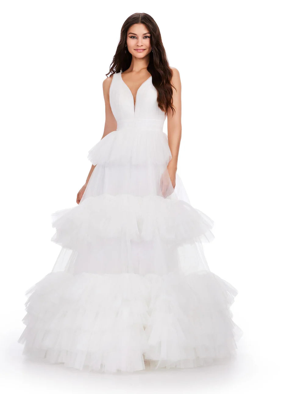 Ashley Lauren 11620 - V-Neck Tiered Prom Dress