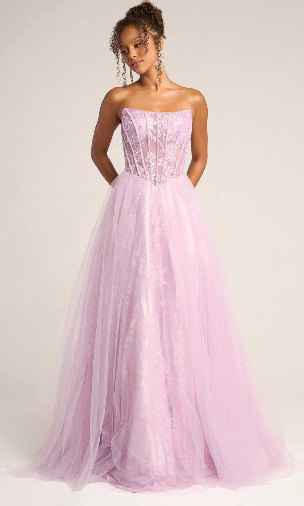 Portia and Scarlett XO023 - Illusion Corset Lace A-Line Dress Prom Dresses
