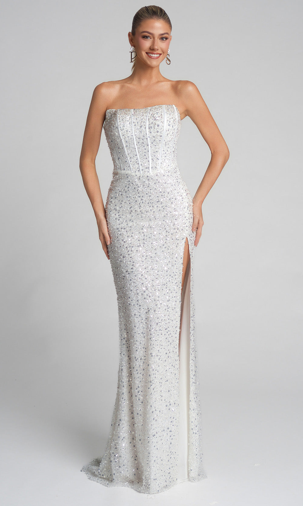 Portia and Scarlett XO054 - Sheath Skirt Evening Dress With Slit Prom Dresses