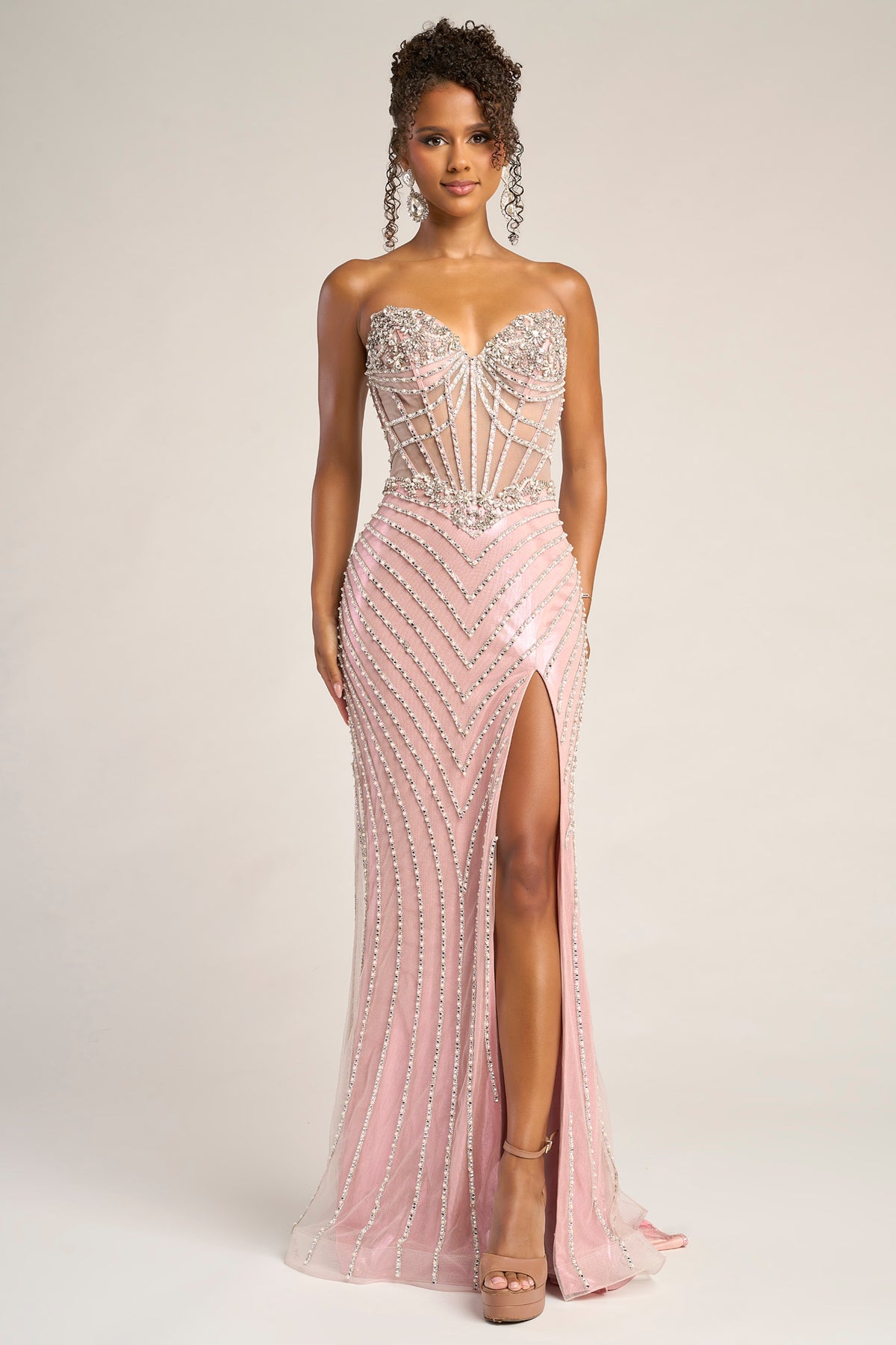 Portia and Scarlett XO057 - Illusion Corset Lace-Up Back Gown