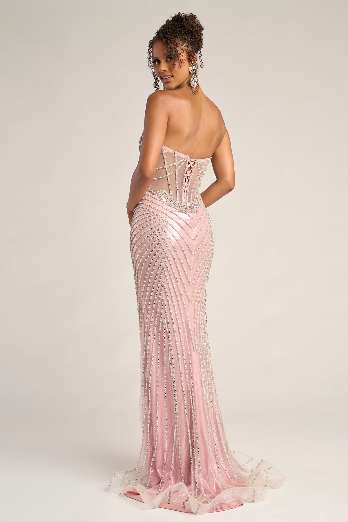 Portia and Scarlett XO057 - Illusion Corset Lace-Up Back Gown