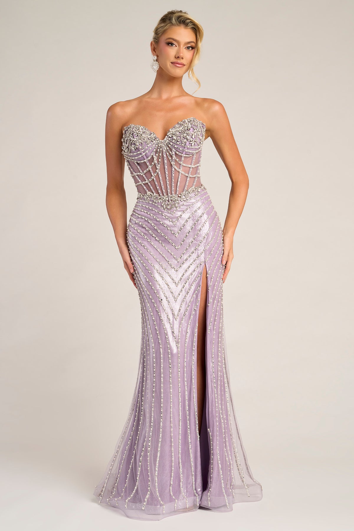 Portia and Scarlett XO057 - Illusion Corset Lace-Up Back Gown