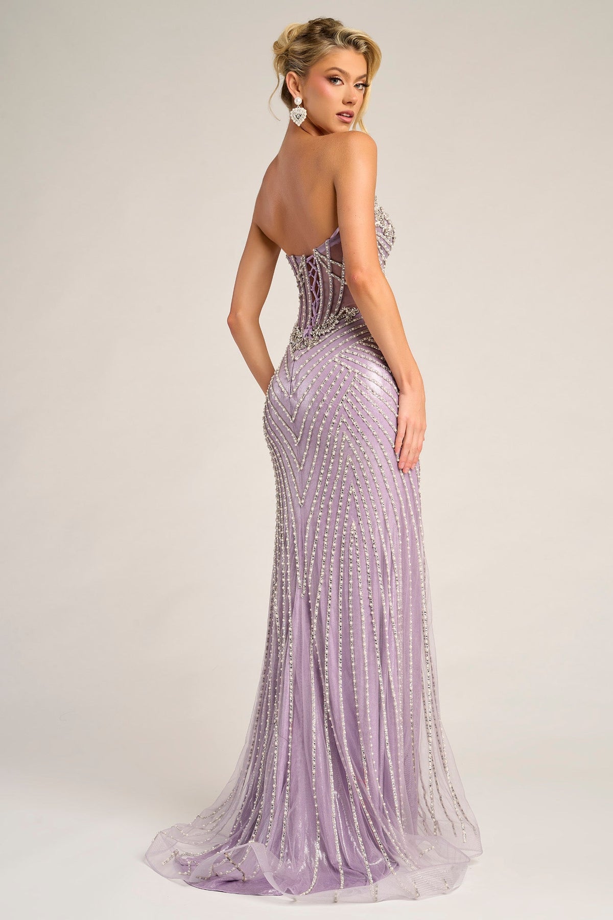 Portia and Scarlett XO057 - Illusion Corset Lace-Up Back Gown
