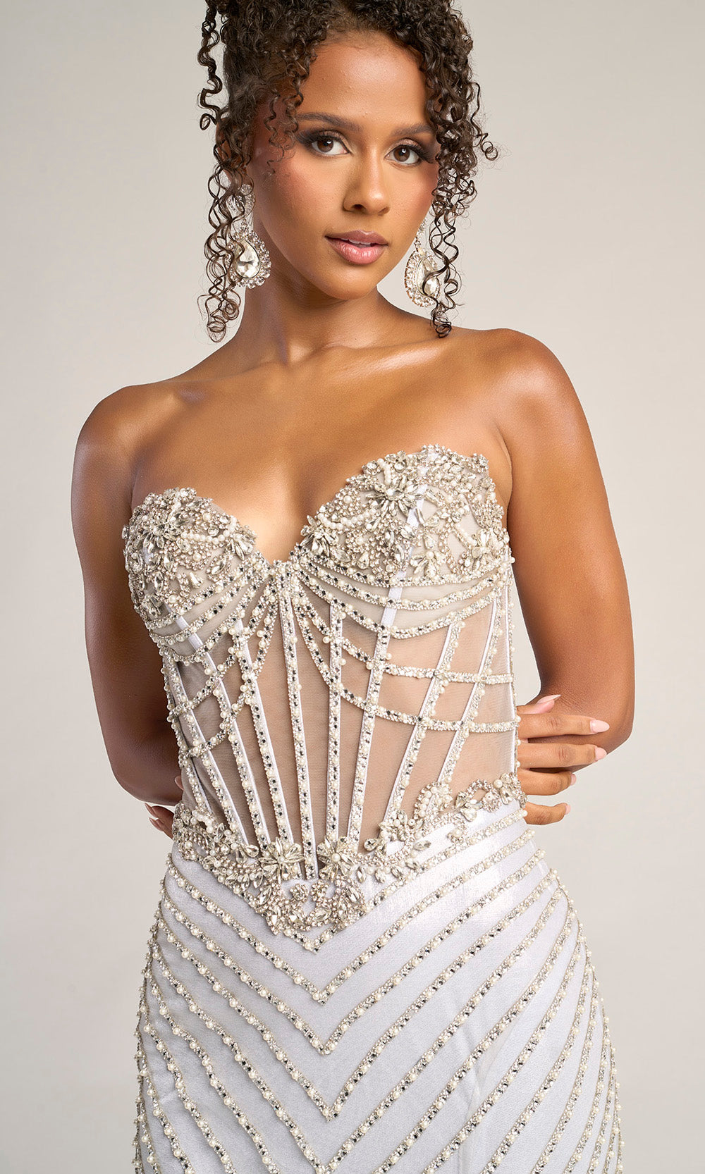 Portia and Scarlett XO057 - Illusion Corset Lace-Up Back Gown Prom Dresses