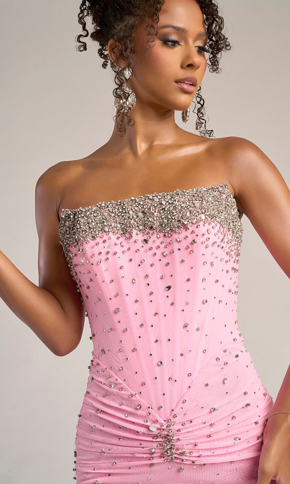 Portia and Scarlett XO059 - Crystal Sheath Dress With Ruched Waist Prom Dresses