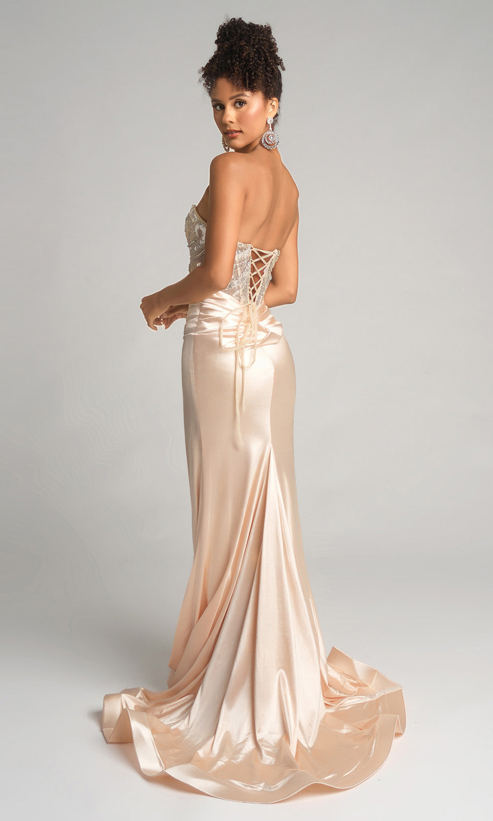 Portia and Scarlett XO065 - High Slit Strapless Dress With Beaded Top Prom Dresses
