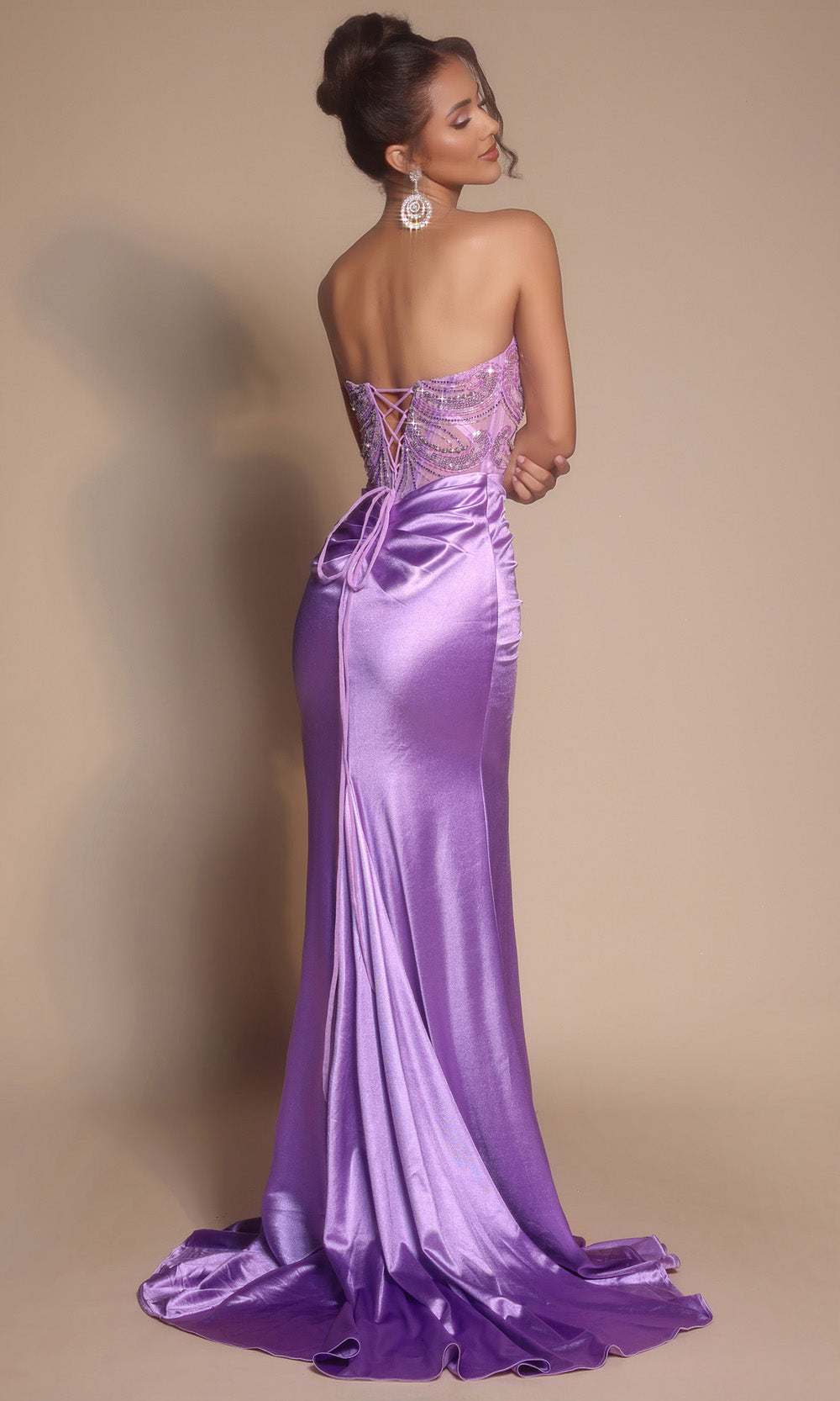 Portia and Scarlett XO065 - High Slit Strapless Dress With Beaded Top Prom Dresses