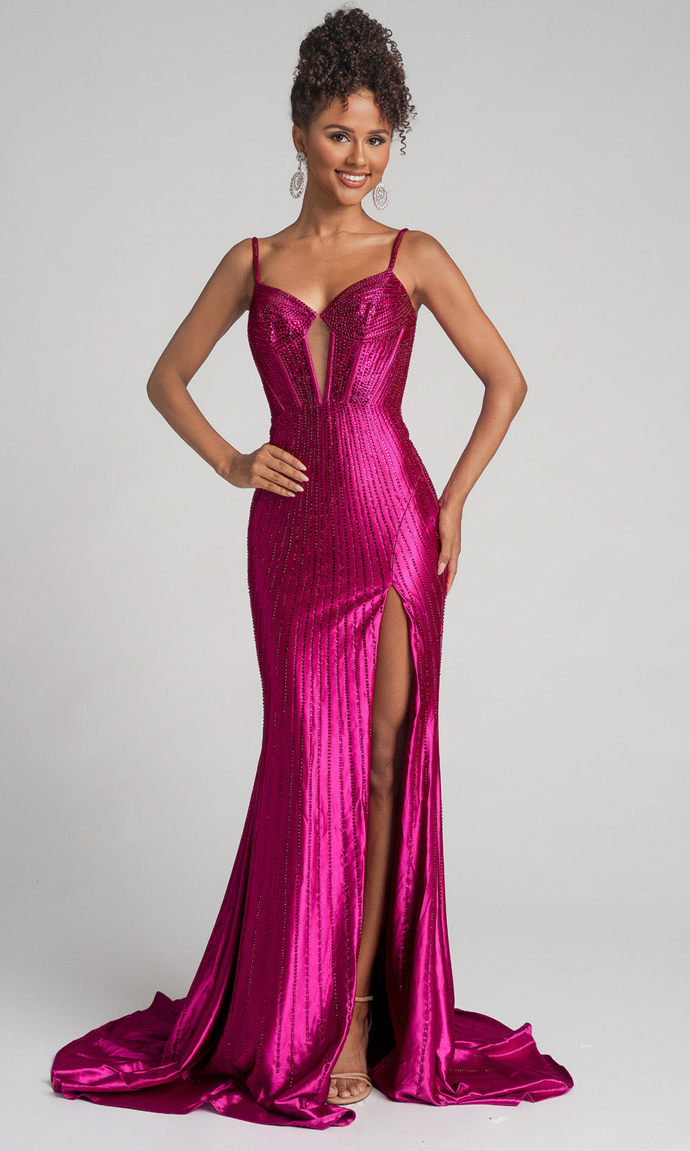 Portia and Scarlett XO070 - Corset Mermaid Evening Gown Prom Dresses in Fuchsia
