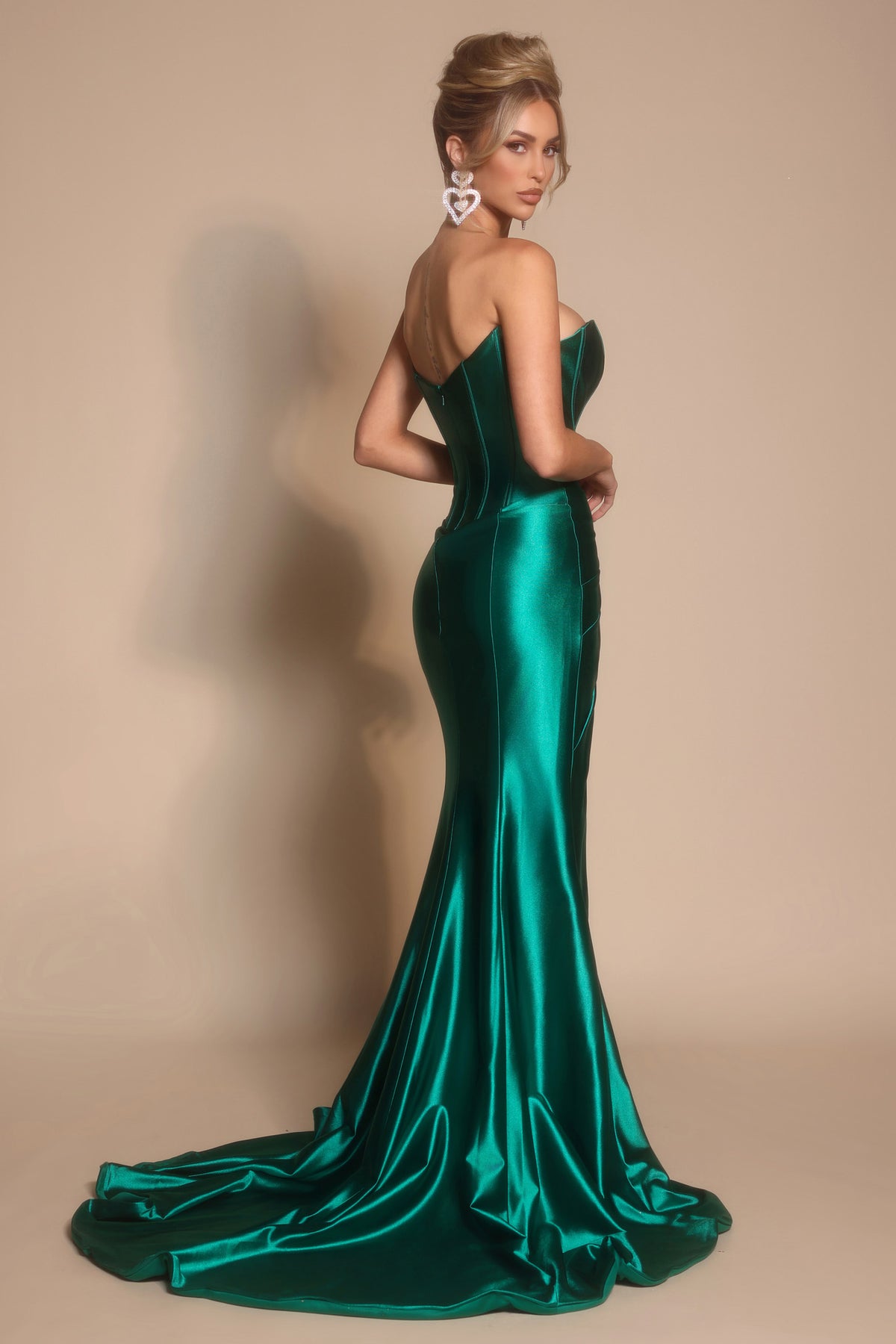 Portia and Scarlett XO071 - High Slit Ruched Sheath Gown