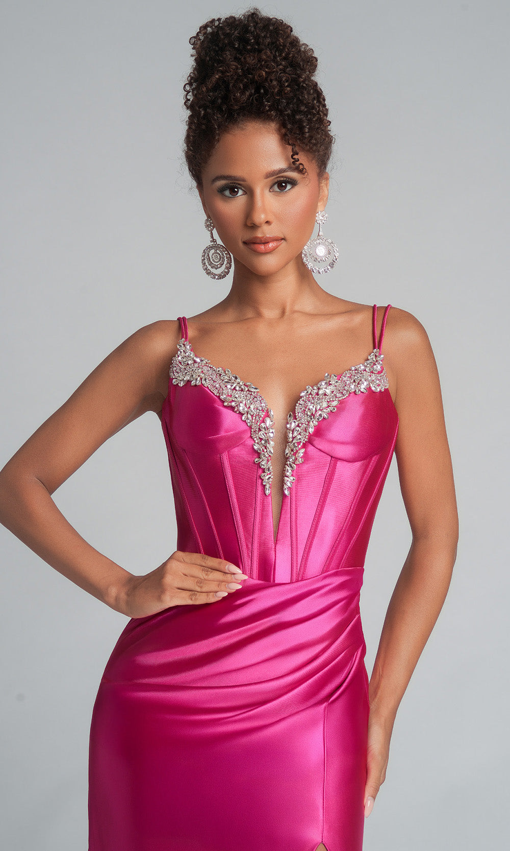 Portia and Scarlett XO105 - Embellished Satin Corset Prom Dress Prom Dresses in Raspberry