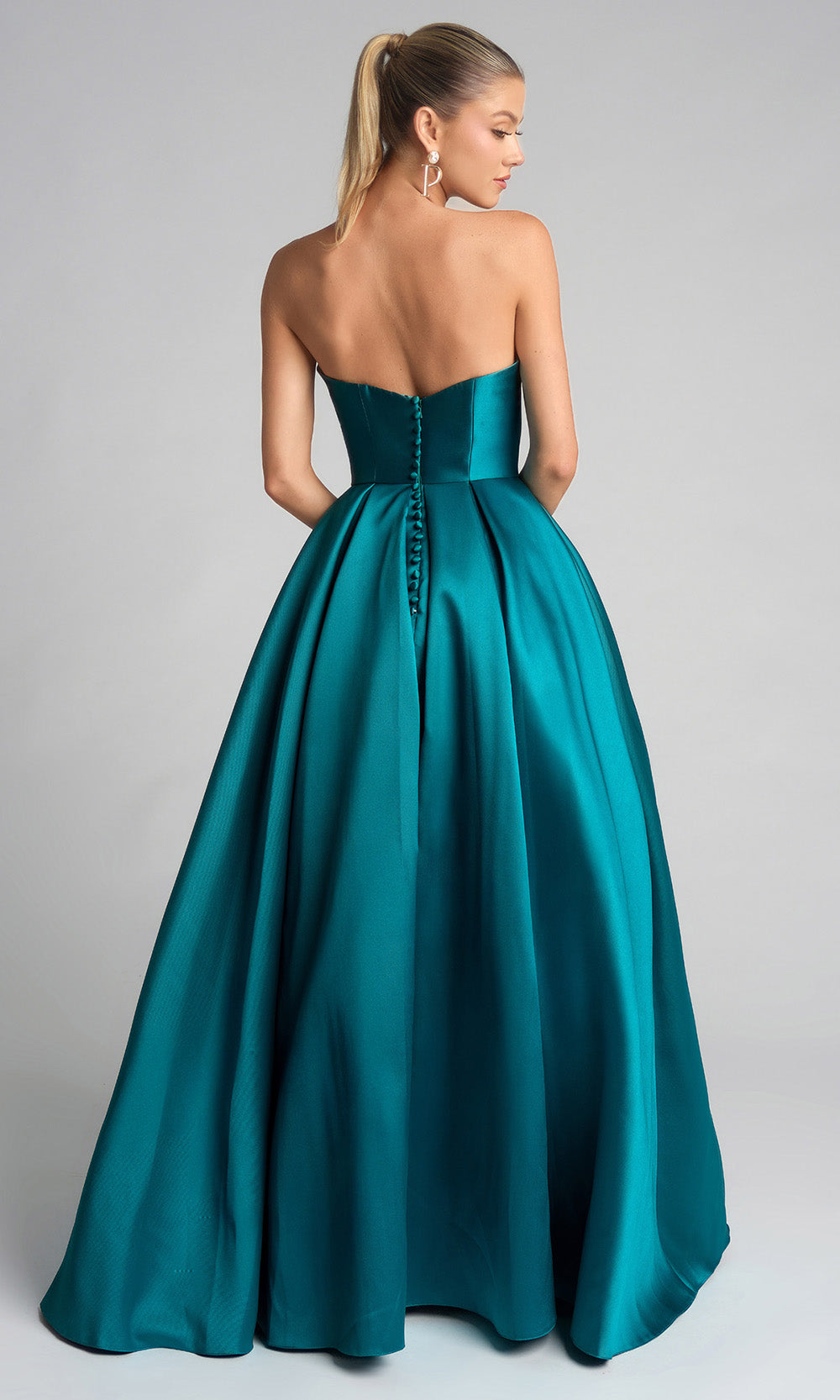 Portia and Scarlett XO110 - Satin Sweetheart A-Line Prom Gown Prom Dresses in Emerald