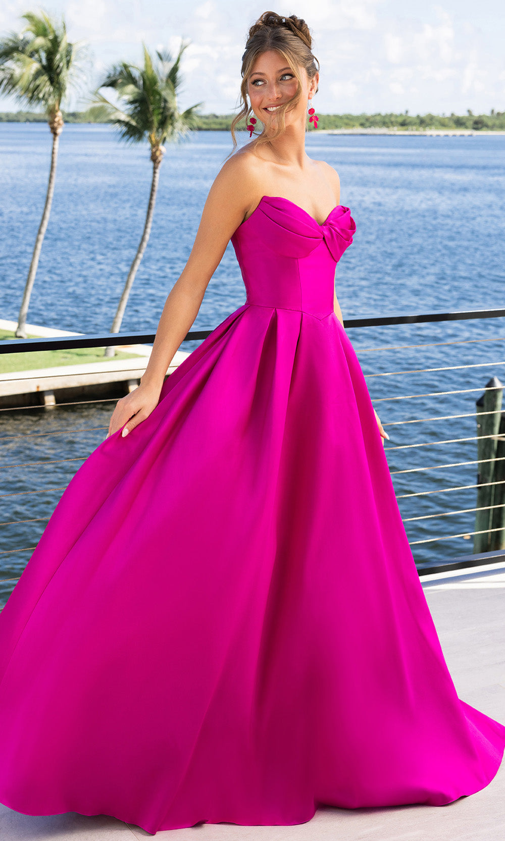Portia and Scarlett XO110 - Satin Sweetheart A-Line Prom Gown Prom Dresses in Magenta
