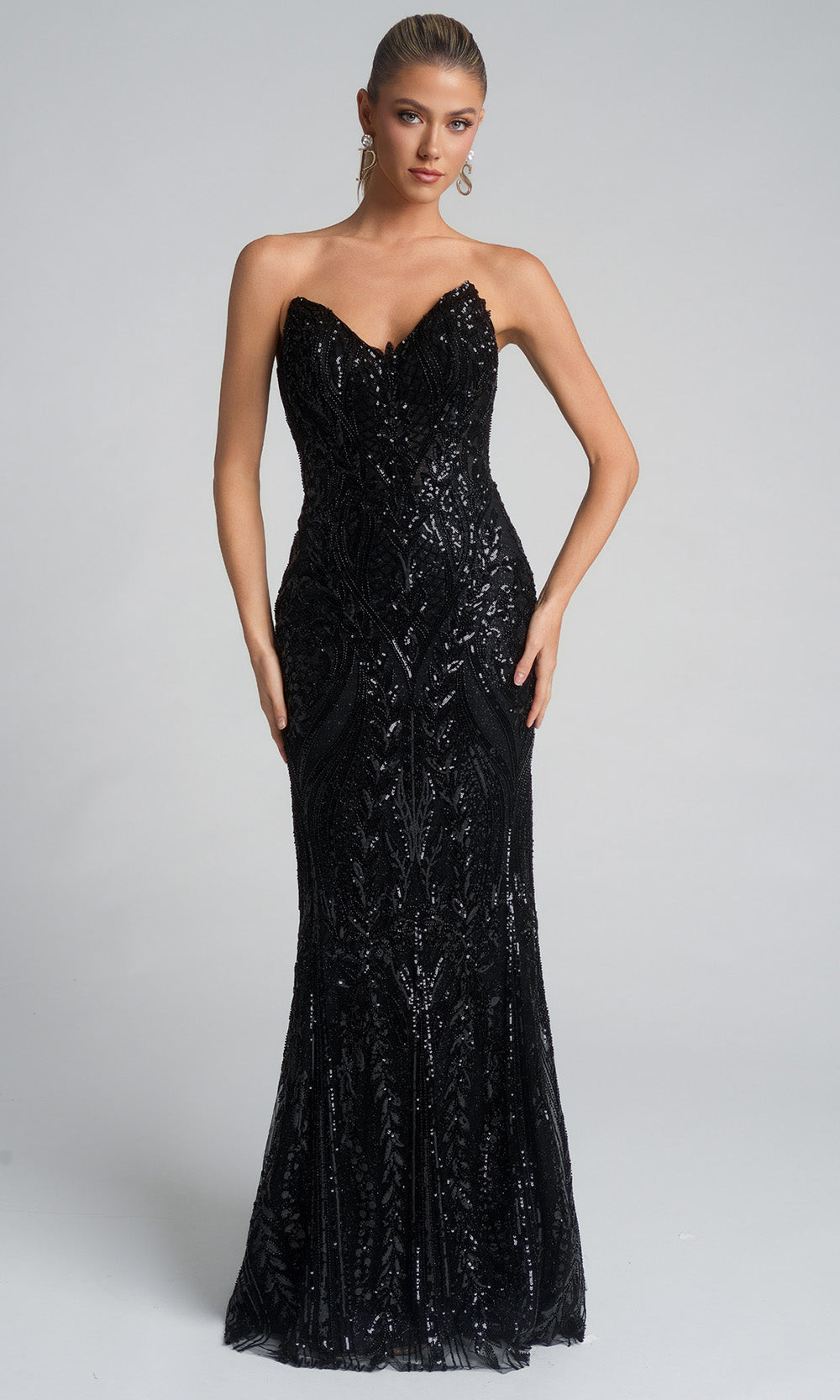 Portia and Scarlett XO134 - Long Strapless Embellished Gown Prom Dresses