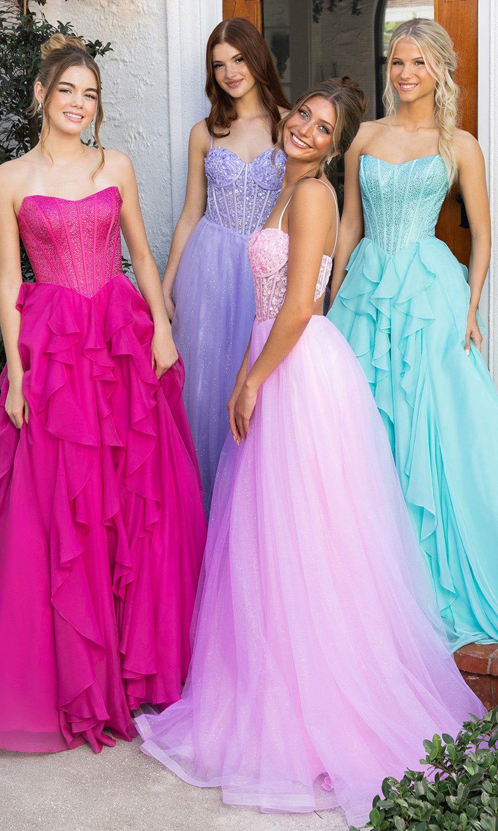 Portia and Scarlett XO174 - Ruffled Corset Sweetheart Prom Gown Prom Dresses in Pink Purple Fuchsia Mint