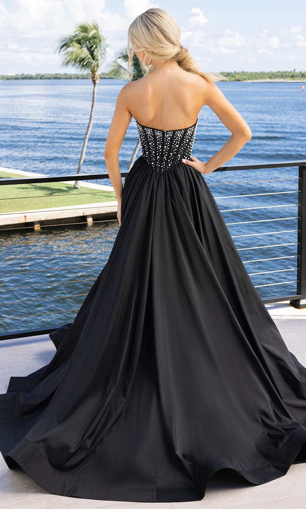 Portia and Scarlett XO178 - Strapless Sweetheart Corset Prom Gown Prom Dresses in In Black