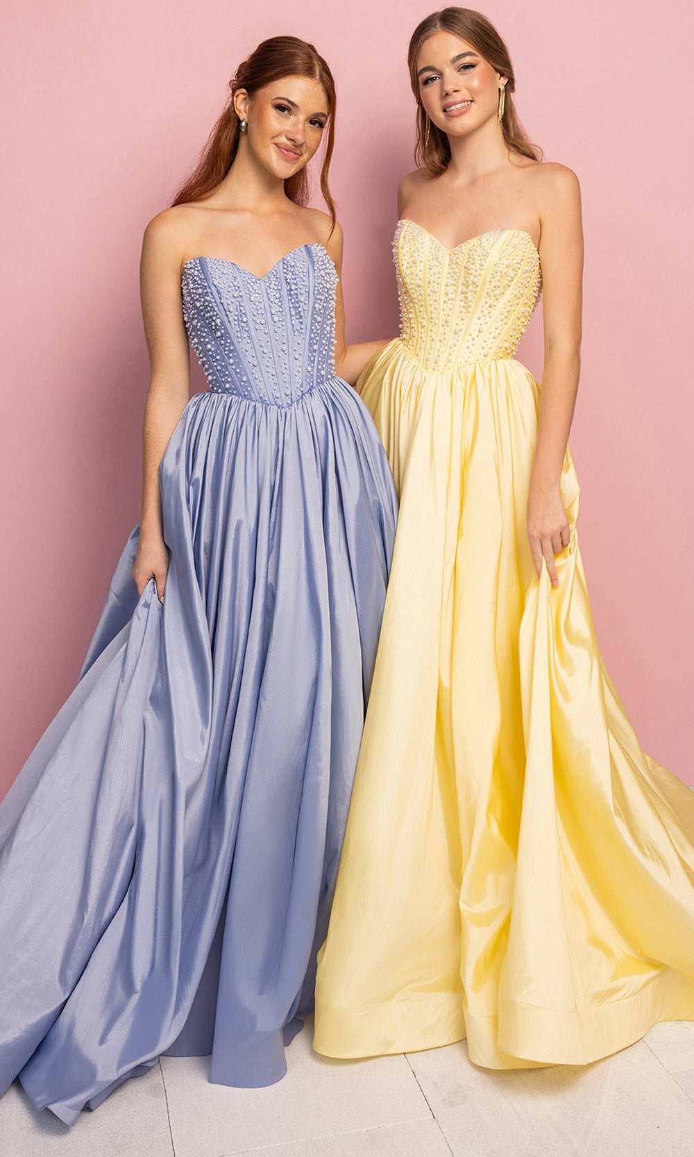 Portia and Scarlett XO178 - Strapless Sweetheart Corset Prom Gown Prom Dresses in Periwinkle Yellow