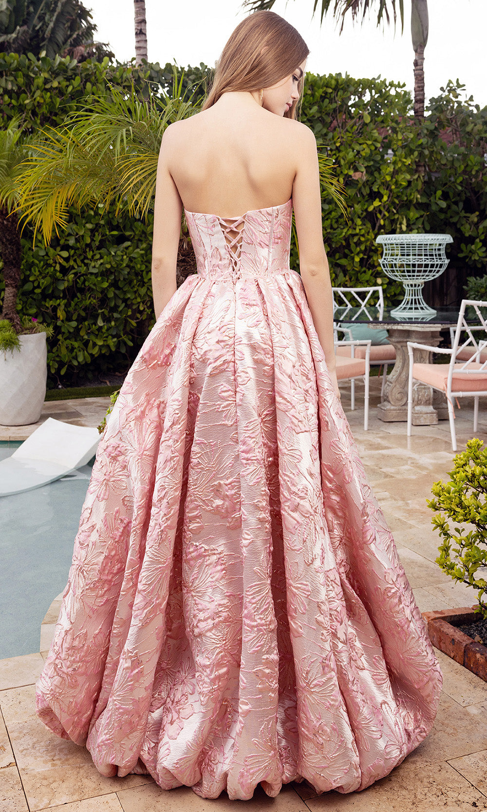 Portia and Scarlett XO180 - Corset Floral Semi Ballgown Prom Dress Prom Dresses in Pink