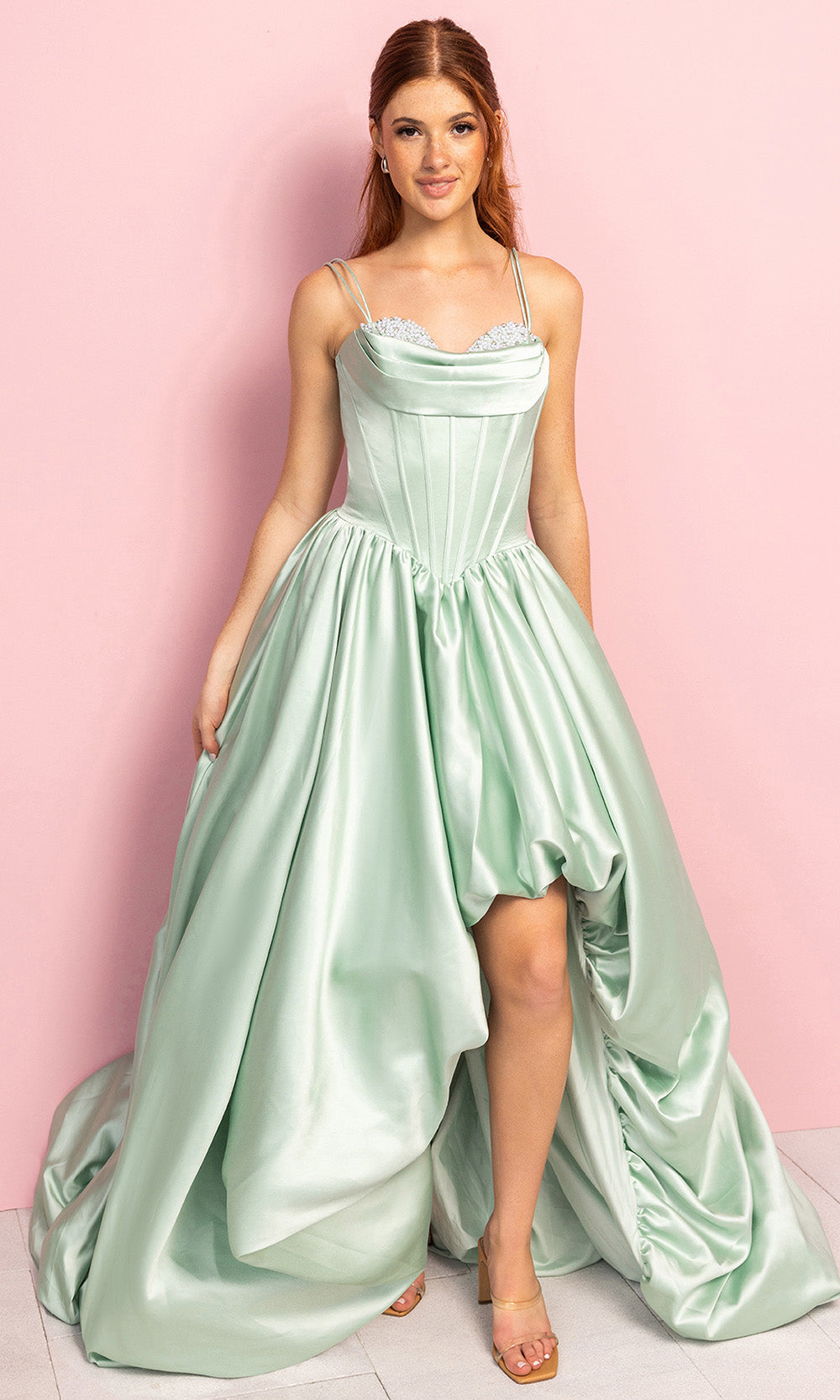 Portia and Scarlett XO182 - High-Low Corset Prom Dress Prom Dresses in Sage