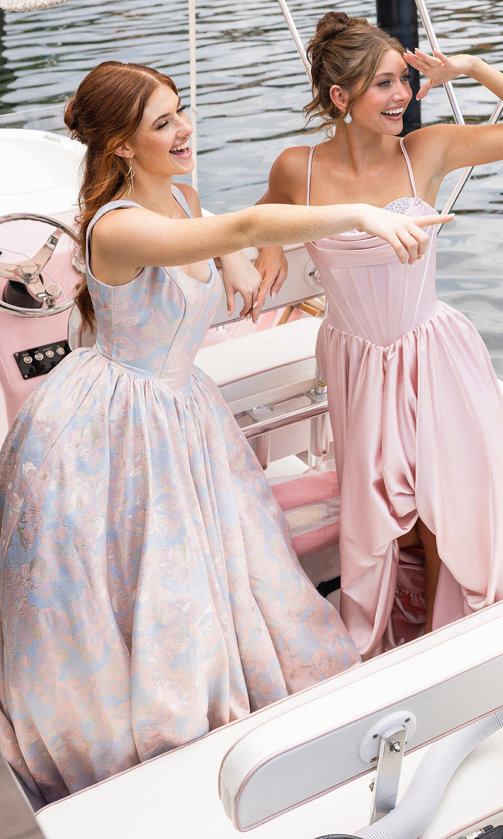 Portia and Scarlett XO185 - Floral Jacquard Square Neck Ballgown Ball Gowns in Pink Lilac