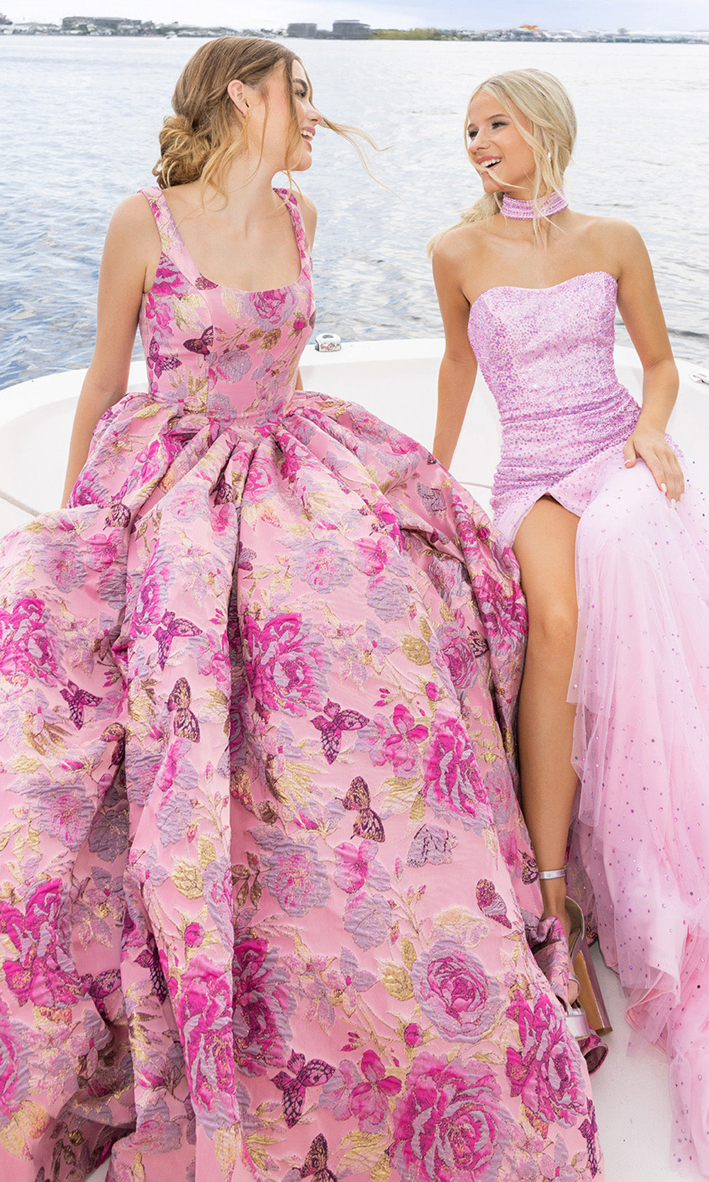 Portia and Scarlett XO188 - Sleeveless Square Neckline Floral Ballgown Ball Gowns in Fuchsia