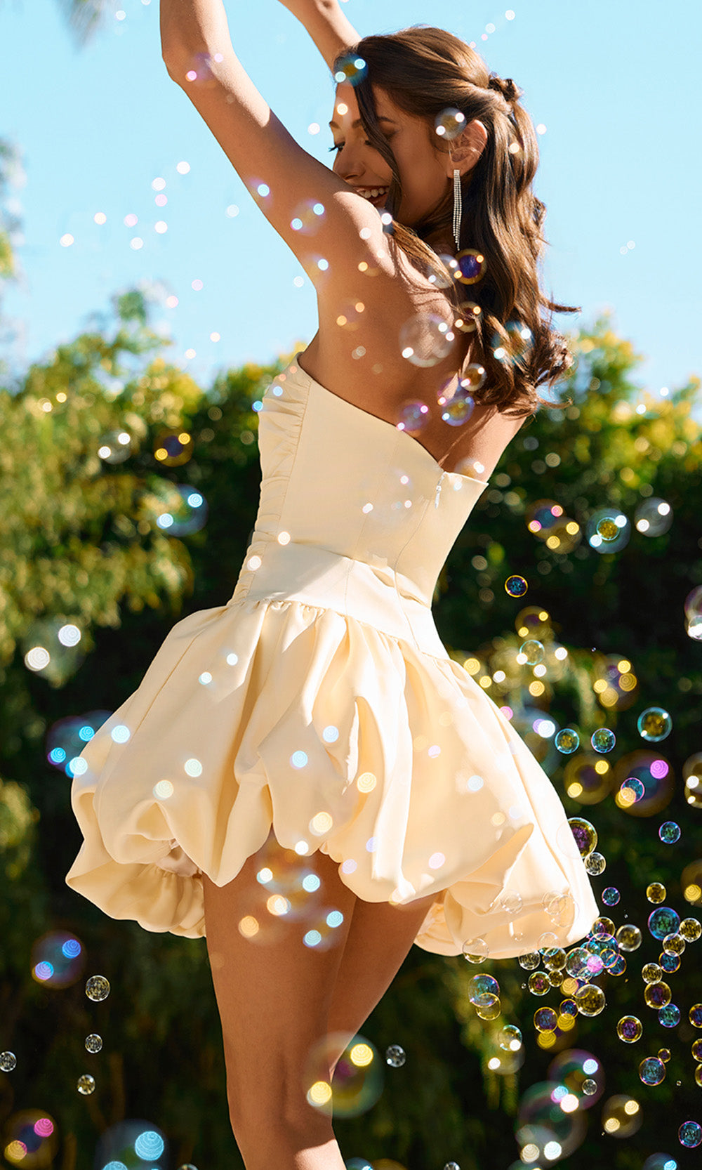 Portia and Scarlett XO200 - Bubble Hem Strapless Cocktail Dress Cocktail Dresses in Yellow  