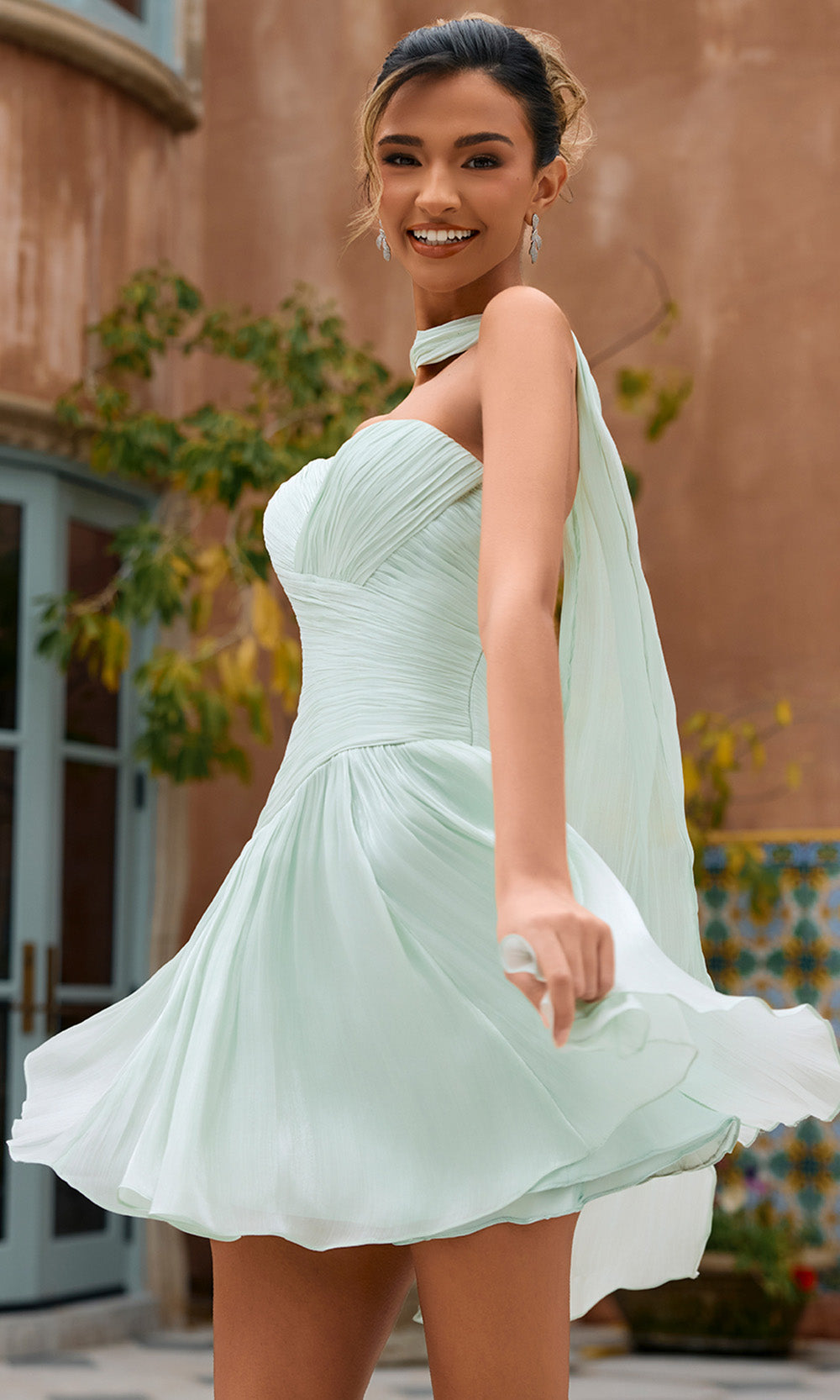 Portia and Scarlett XO206 - Pleated A-Line Strapless Mini Dress Homecoming Dresses in Mint  