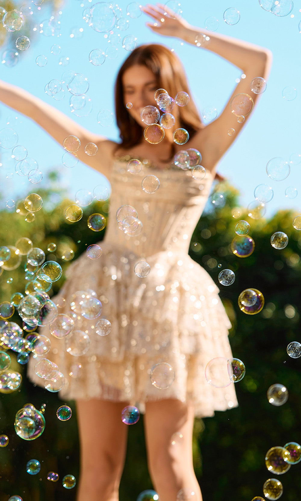 Portia and Scarlett XO213 - Sweetheart Sparkle Tiered Mini Dress Homecoming Dresses in Gold  