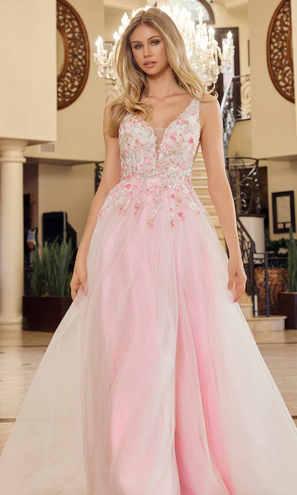 Nox Anabel Y1799 - Deep V Corset Evening Dress Prom Dresses