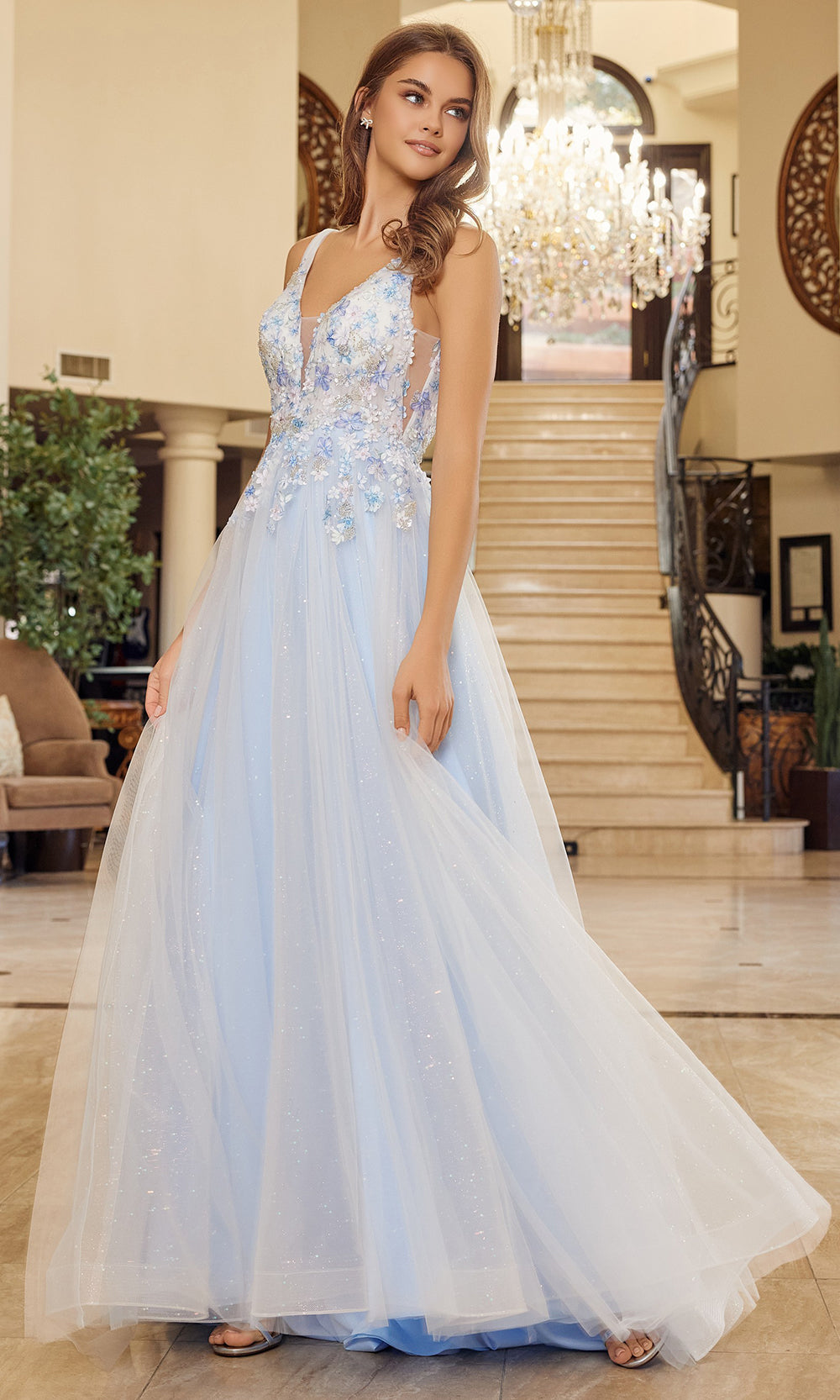 Nox Anabel Y1799 - Deep V Corset Evening Dress Prom Dresses
