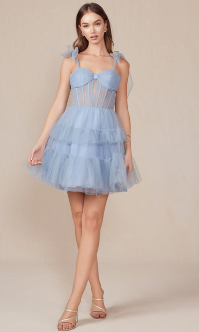 Nox Anabel Y858 - Ruffles Ribbon Cocktail DressSpecial Occasion Dresses