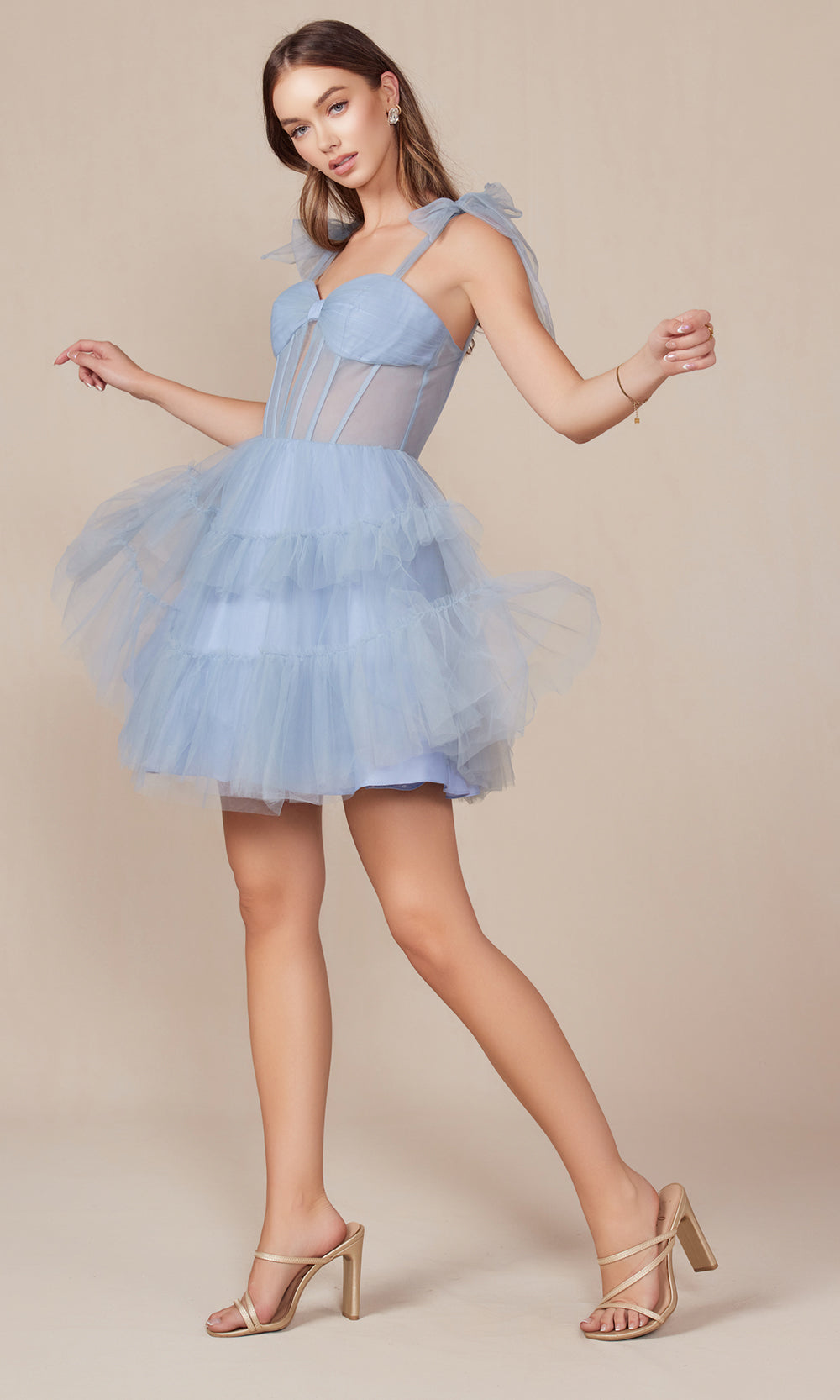 Nox Anabel Y858 - Ruffles Ribbon Cocktail DressSpecial Occasion Dresses