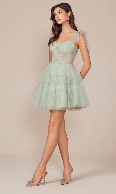 Nox Anabel Y858 - Ruffles Ribbon Cocktail DressSpecial Occasion Dresses