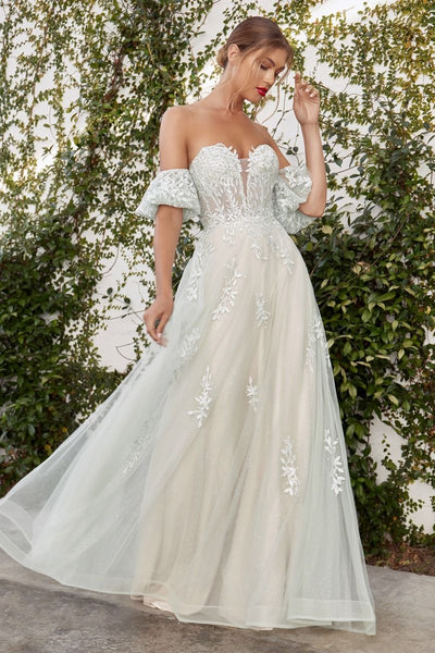 Andrea and Leo - A1046 Embroidered Plunging Sweetheart Gown