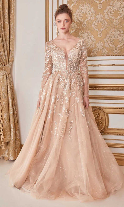 Andrea and Leo A1215 - Long Sleeve Sequin Evening Gown Special Occasion Dresses