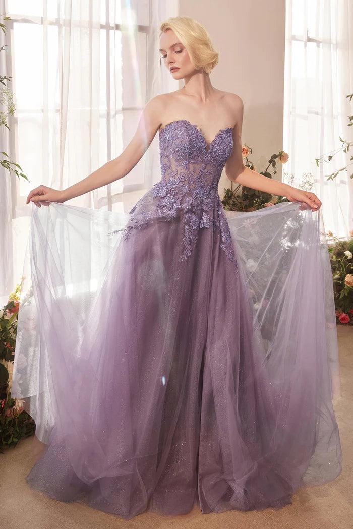 Andrea and Leo A1398 - Sweetheart Glitter Tulle Evening Gown