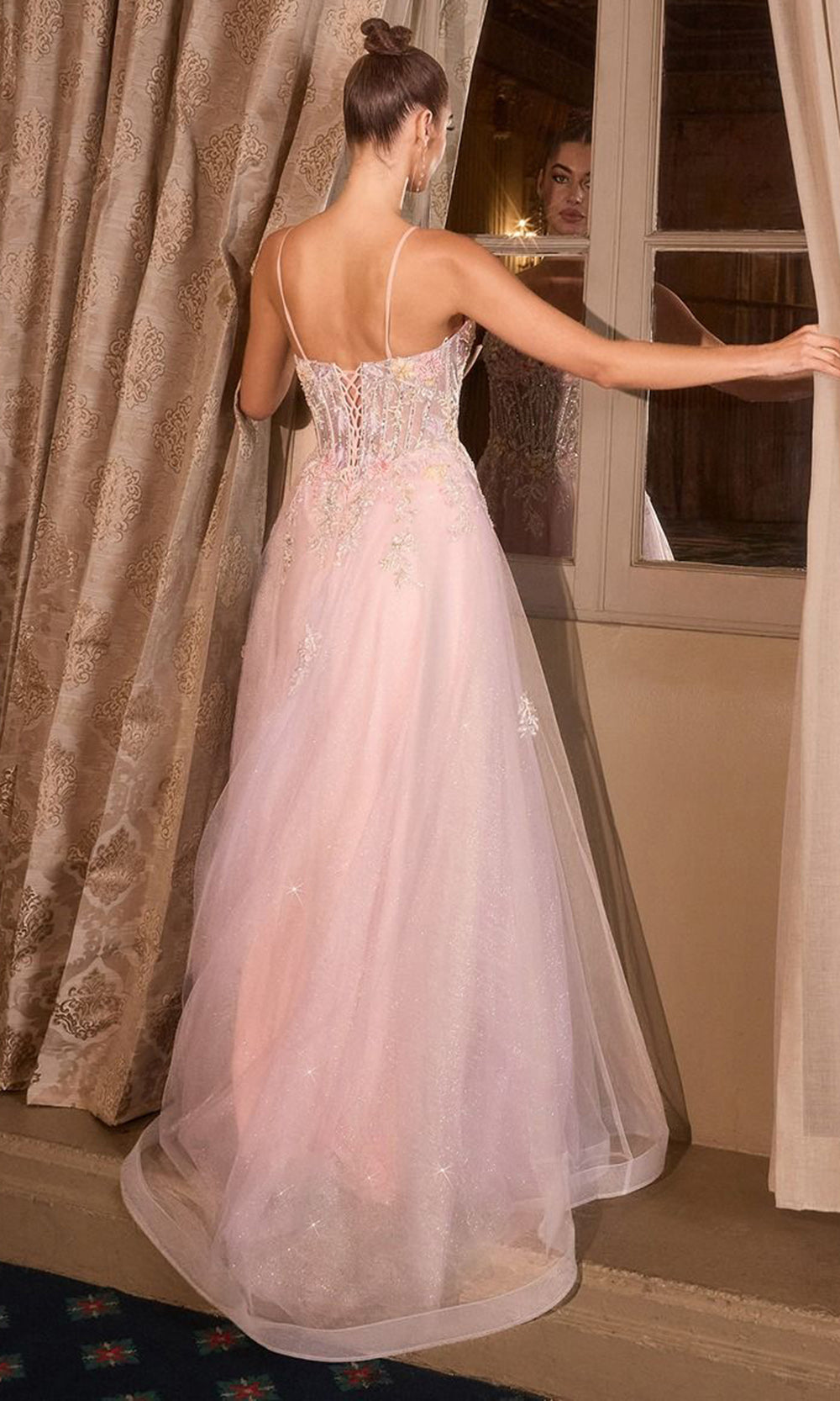 Andrea and Leo A1477 - Romantic Applique Spaghetti Strap Gown Ball Gowns
