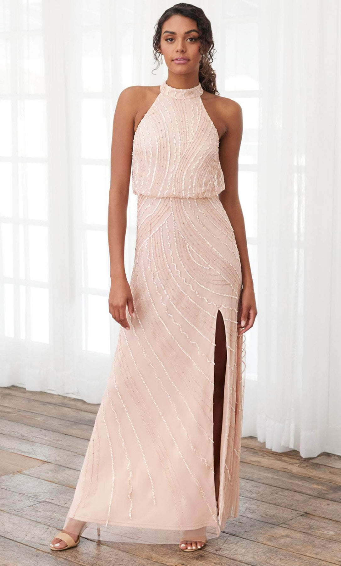Adrianna Papell Platinum 40393 - Blouson Column Dress Evening Dresses