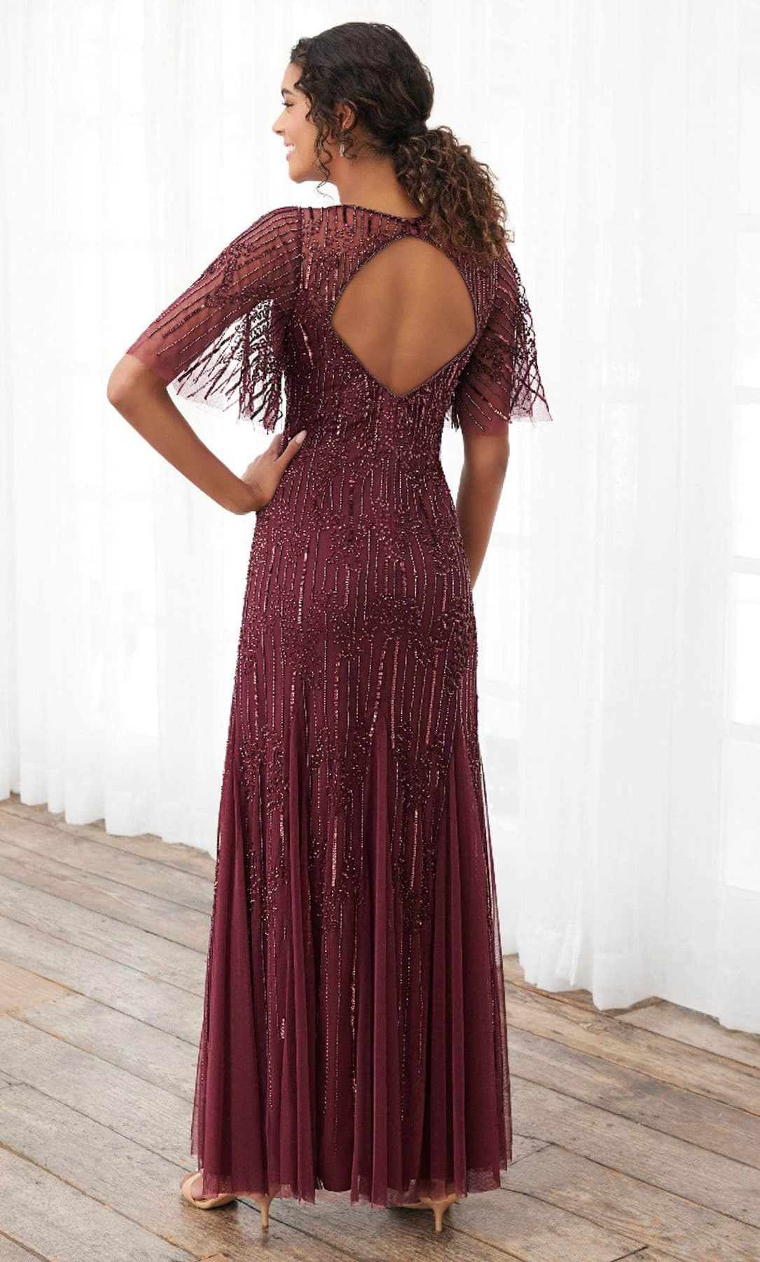 adrianna papell beaded v neck dress Beaded V-Neck Wedding Dress by Adrianna Papell 40359