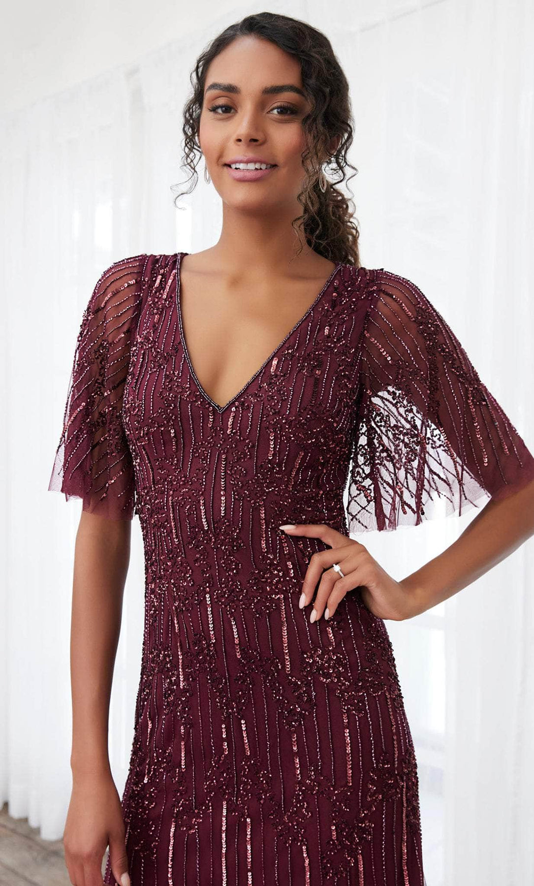 adrianna papell beaded v neck dress Adrianna Papell Platinum 40397