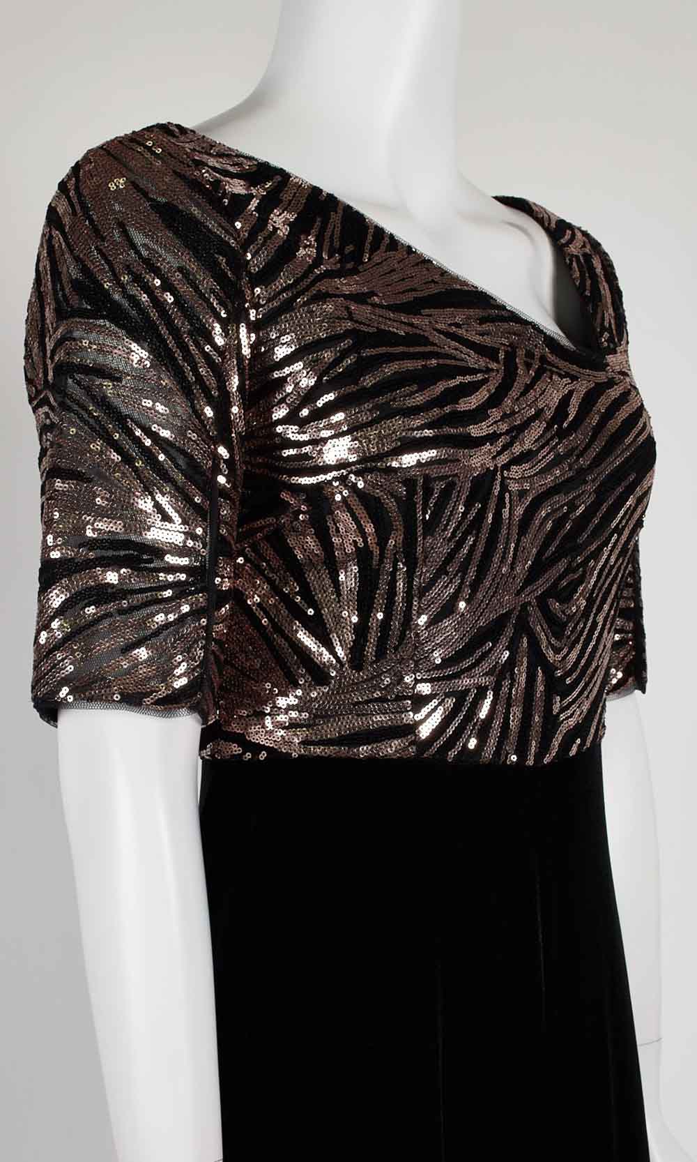 Adrianna Papell - Sequined V Neck Jumpsuit AP1E206295 - 1 pc Black Rosegold In Size 2 Available CCSALE 2 / Black Rosegold