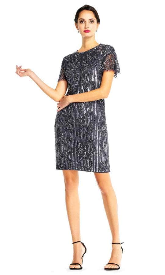Aidan Mattox MD1E204348 - Beaded Sequin Short Evening Dress ADASA Aidan Mattox MD1E204348 - Beaded Sequin Short Evening Dress ADASA