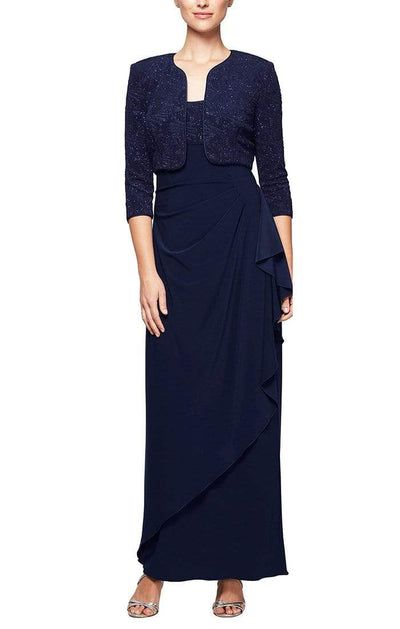Alex Evenings - 125196 Square Neck Sheath Gown With Bolero Jacket Special Occasion Dress