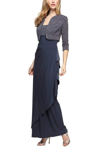 Alex Evenings - 125196 Square Neck Sheath Gown With Bolero Jacket Special Occasion Dress